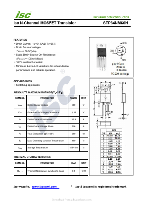 STP34NM60N Datasheet PDF Inchange Semiconductor
