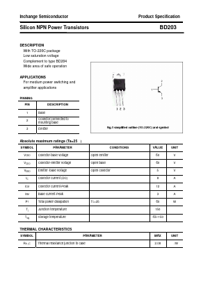 BD203 Datasheet PDF Inchange Semiconductor