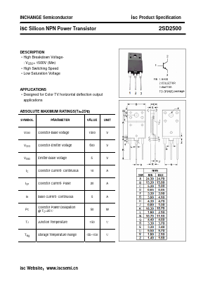 D2500 Datasheet PDF Inchange Semiconductor