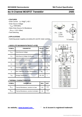 2N85-TO3 Datasheet PDF Inchange Semiconductor