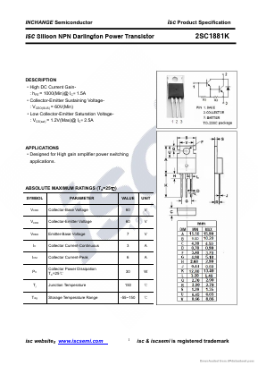 C1881K Datasheet PDF Inchange Semiconductor