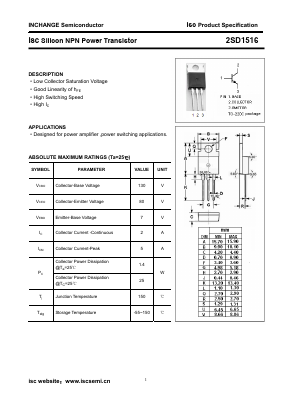 2SD1516 Datasheet PDF Inchange Semiconductor