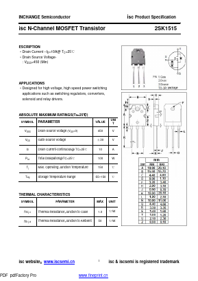 K1515 Datasheet PDF Inchange Semiconductor