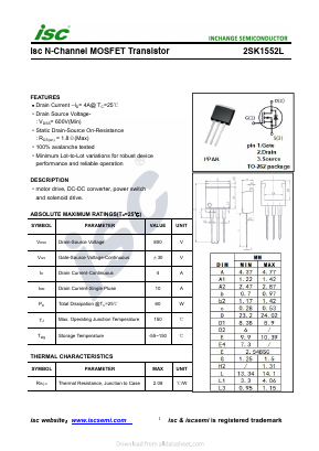 K1552L Datasheet PDF Inchange Semiconductor