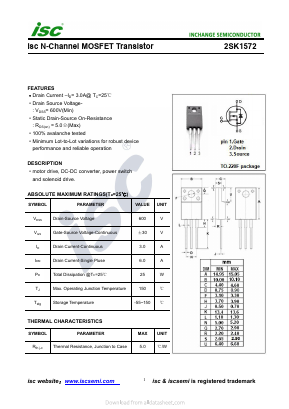 K1572 Datasheet PDF Inchange Semiconductor