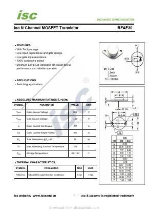 IRFAF30 Datasheet PDF Inchange Semiconductor