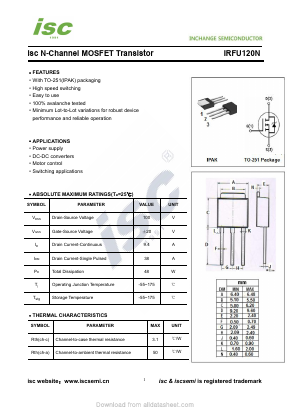 IRFU120N Datasheet PDF Inchange Semiconductor