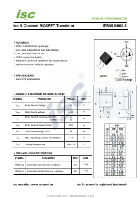 IPB081N06L3 Datasheet PDF Inchange Semiconductor