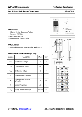 A1080 Datasheet PDF Inchange Semiconductor