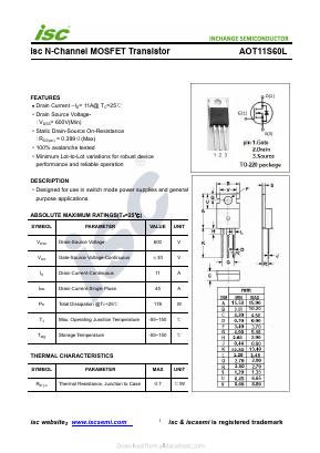 AOT11S60L Datasheet PDF Inchange Semiconductor