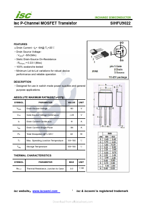 SIHFU9022 Datasheet PDF Inchange Semiconductor