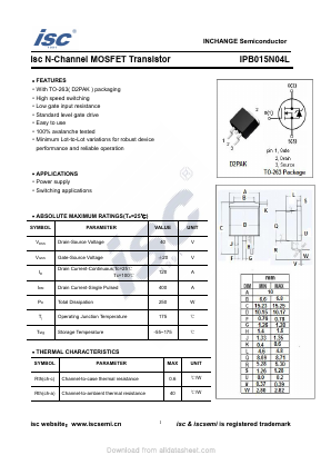 IPB015N04L Datasheet PDF Inchange Semiconductor