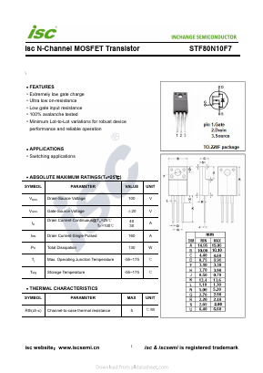 STF80N10F7 Datasheet PDF Inchange Semiconductor