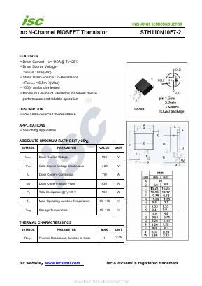STH110N10F7-2 Datasheet PDF Inchange Semiconductor