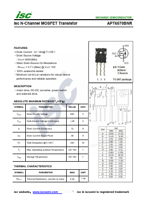 APT6070BNR Datasheet PDF Inchange Semiconductor