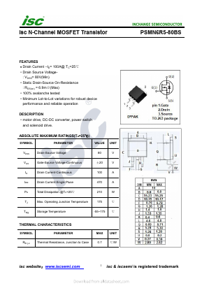 PSMN6R5-80BS Datasheet PDF Inchange Semiconductor