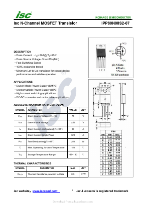 IPP80N08S2-07 Datasheet PDF Inchange Semiconductor
