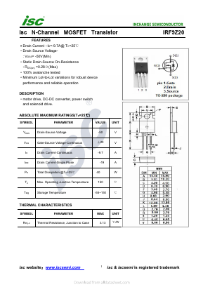 IRF9Z20 Datasheet PDF Inchange Semiconductor