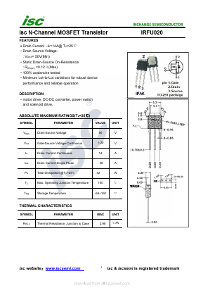 IRFU022 Datasheet PDF Inchange Semiconductor