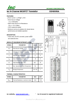 SSH6N90A Datasheet PDF Inchange Semiconductor