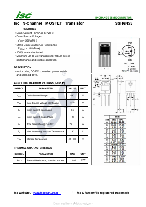 SSH6N55 Datasheet PDF Inchange Semiconductor