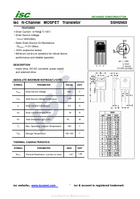 SSH6N60 Datasheet PDF Inchange Semiconductor