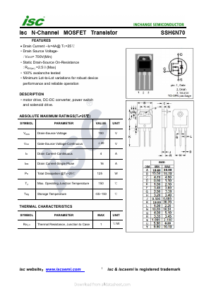 SSH6N70 Datasheet PDF Inchange Semiconductor