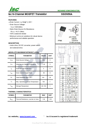 SSI3N90A Datasheet PDF Inchange Semiconductor