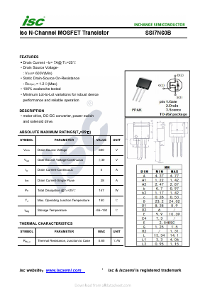 SSI7N60B Datasheet PDF Inchange Semiconductor