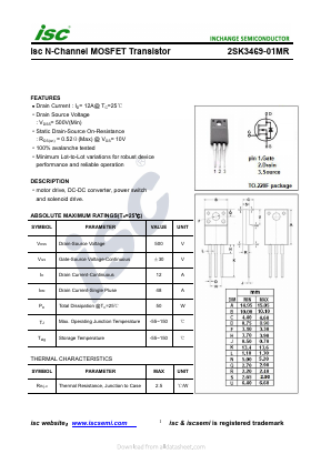 2SK3469-01MR Datasheet PDF Inchange Semiconductor
