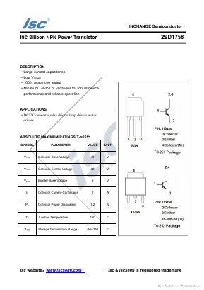 2SD1758 Datasheet PDF Inchange Semiconductor