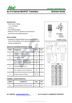 BUK545-50A Datasheet PDF Inchange Semiconductor