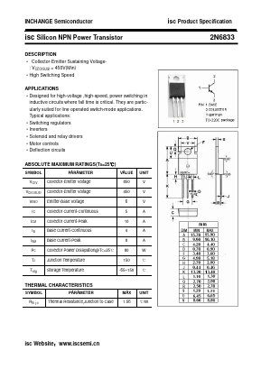 2N6833 Datasheet PDF Inchange Semiconductor