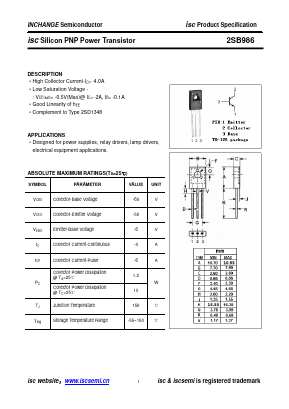 2SB986 Datasheet PDF Inchange Semiconductor
