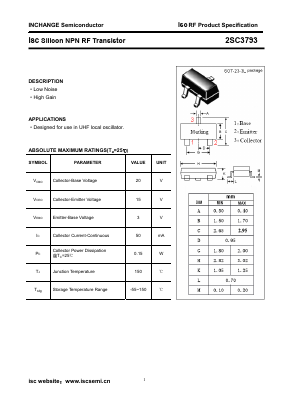 2SC3793 Datasheet PDF Inchange Semiconductor