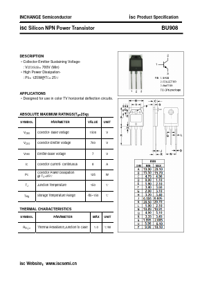 BU908 Datasheet PDF Inchange Semiconductor