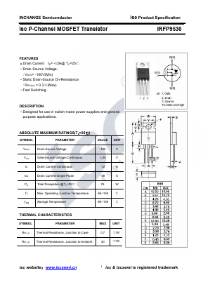 IRFP9530 Datasheet PDF Inchange Semiconductor