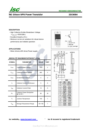 2SC6084 Datasheet PDF Inchange Semiconductor