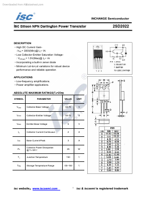 D2022 Datasheet PDF Inchange Semiconductor