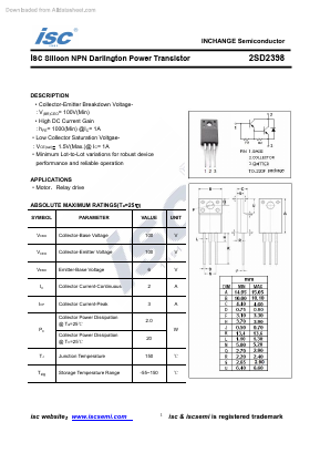 D2398 Datasheet PDF Inchange Semiconductor