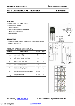 IRFP151R Datasheet PDF Inchange Semiconductor
