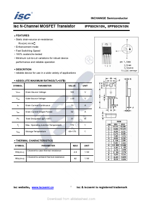 IPP80CN10N Datasheet PDF Inchange Semiconductor