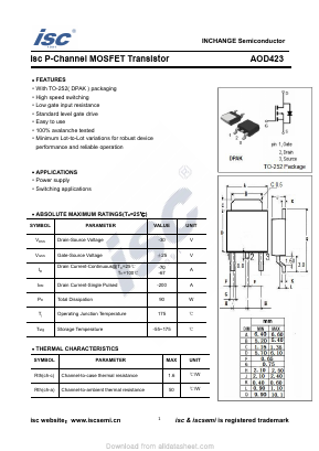 AOD423 Datasheet PDF Inchange Semiconductor