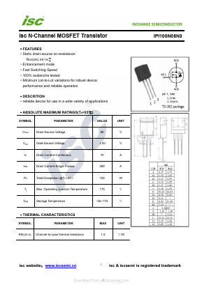 IPI100N08N3 Datasheet PDF Inchange Semiconductor