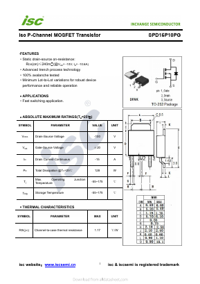 SPD15P10PG Datasheet PDF Inchange Semiconductor