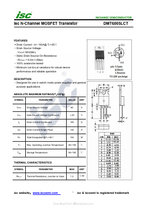 DMT6005LCT Datasheet PDF Inchange Semiconductor