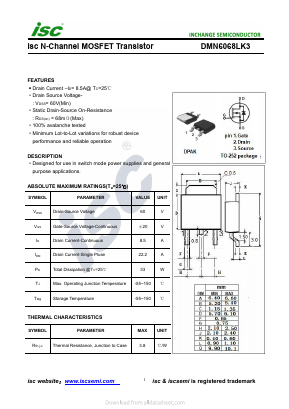 DMN6068LK3 Datasheet PDF Inchange Semiconductor