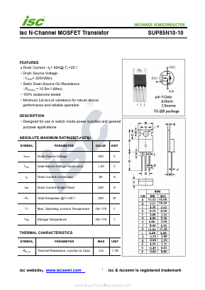 SUP85N10-10 Datasheet PDF Inchange Semiconductor