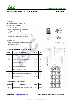 2SK1307 Datasheet PDF Inchange Semiconductor