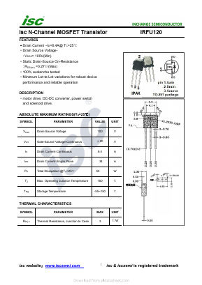 IRFU120 Datasheet PDF Inchange Semiconductor